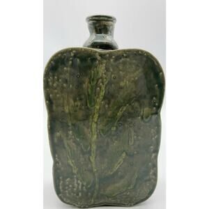 Vintage Studio Art Pottery Abstract Male Torso Vase Green MCM